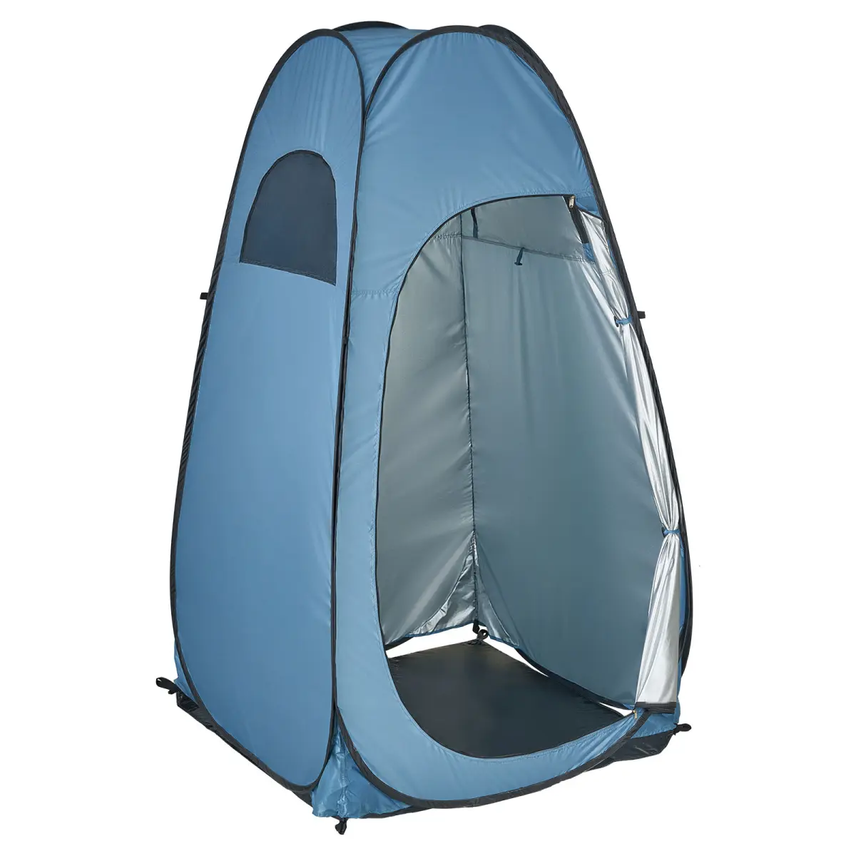 Pop up Shower Tent, Instant Portable Privacy Tent Changing Room with Ground Stakes, Ropes, and Carry Bag, 190T Polyester with Silver Coating, Quick Setup, for Camping, Beach, Fishing, Blue On-Site