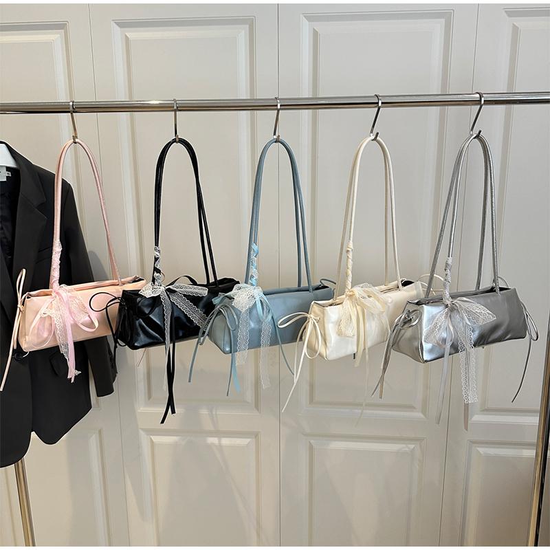 French Elegant Square Bag Korean Bow Decoration Pu High-quality Bag Niche Simple Ballet Style Shoulder Bag New Casual Women Bags