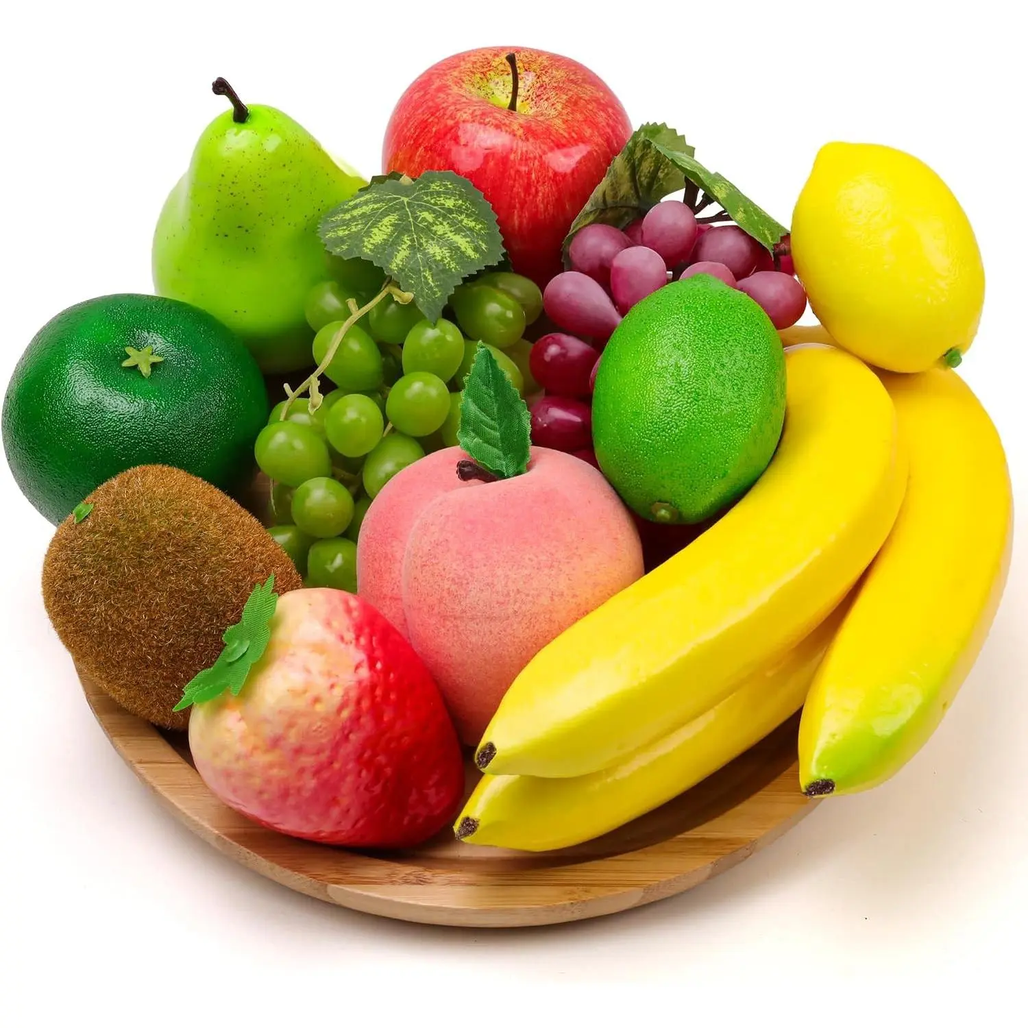 11 Pack Plastic Fake Fruits for Decoration, Realistic Fake Fruit for Table Centrepieces Decoration, Decorative Artificial Fruit Banana Grape for Home Kitchen Party Decor