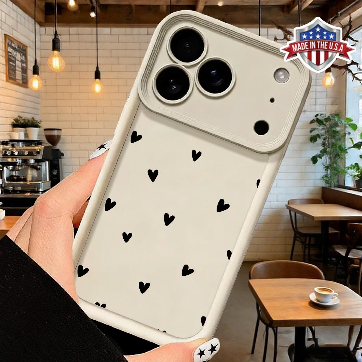 Aesthetic Smartphone Cellphone Case, Cute Minimalist Heart Pattern Handheld Accessories for iPhone 17,16,15,14 Pro Max,13,12,11,XR,XS Plus - Slim,Lightweight,Shockproof,Anti-Drop Protective TPU Cover