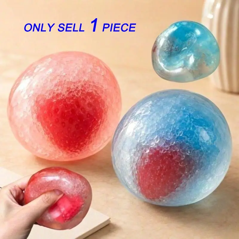 Slushie Strawberry Stress Ball Squishy Toy Slushie Cherry Squeeze Ball Anti Stress Sensory Calming Toy Super Soft Slushy ASMR Sound Stress Relief Tool Sensory Stress Reliever Squishy Sensory Play Anti Stress Fidget Toys