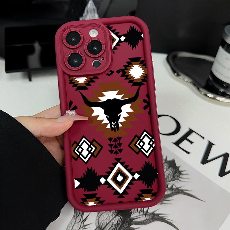 Retro Western Cowboy Pattern TPU Phone Case for iPhone 15 16 14 Pro Max 13 12 11 XR XS Plus E Shockproof Full Camera Protection Durable Slim Silicone Cover Smartphone Casing