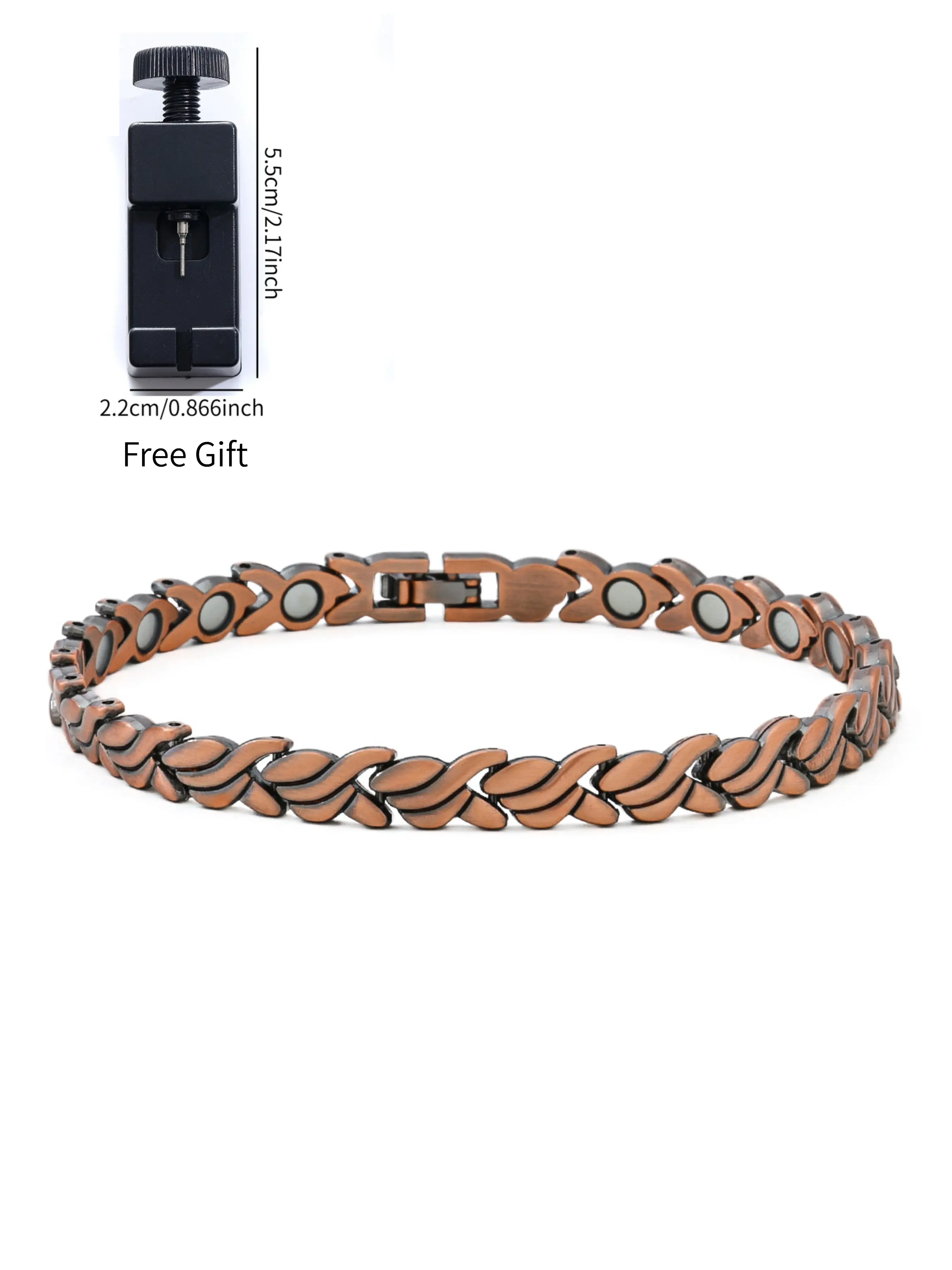 Trendy Twist Fish Wheat Shape Magnetic Ankle Bracelet, Copper Plated Zinc Alloy Adjustable Hypoallergenic Magnet Therapy Anklet for Men & Women, Beach Vacation Everyday Jewelry, Holiday Birthday Gift for Couples Daily Casual Outfits
