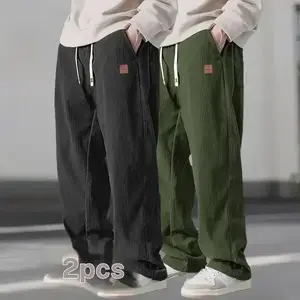 Vintage Corduroy Straight Leg Pants, Drawstring Waist, Loose Fit, Slimming Casual Trousers for Men, Versatile Slim Fit Warm Casual Long Pants Mesh Breathable Casual Sports Shorts loose sport pant men