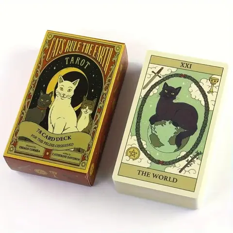 Cat Themed Tarot Card Game, 1 Box Creative Tarot Card Game, Fun Card Game for Family Gatherings, Party, Friends Gatherings, Tarot Card Decks, Tarot Card Set, Cards Game