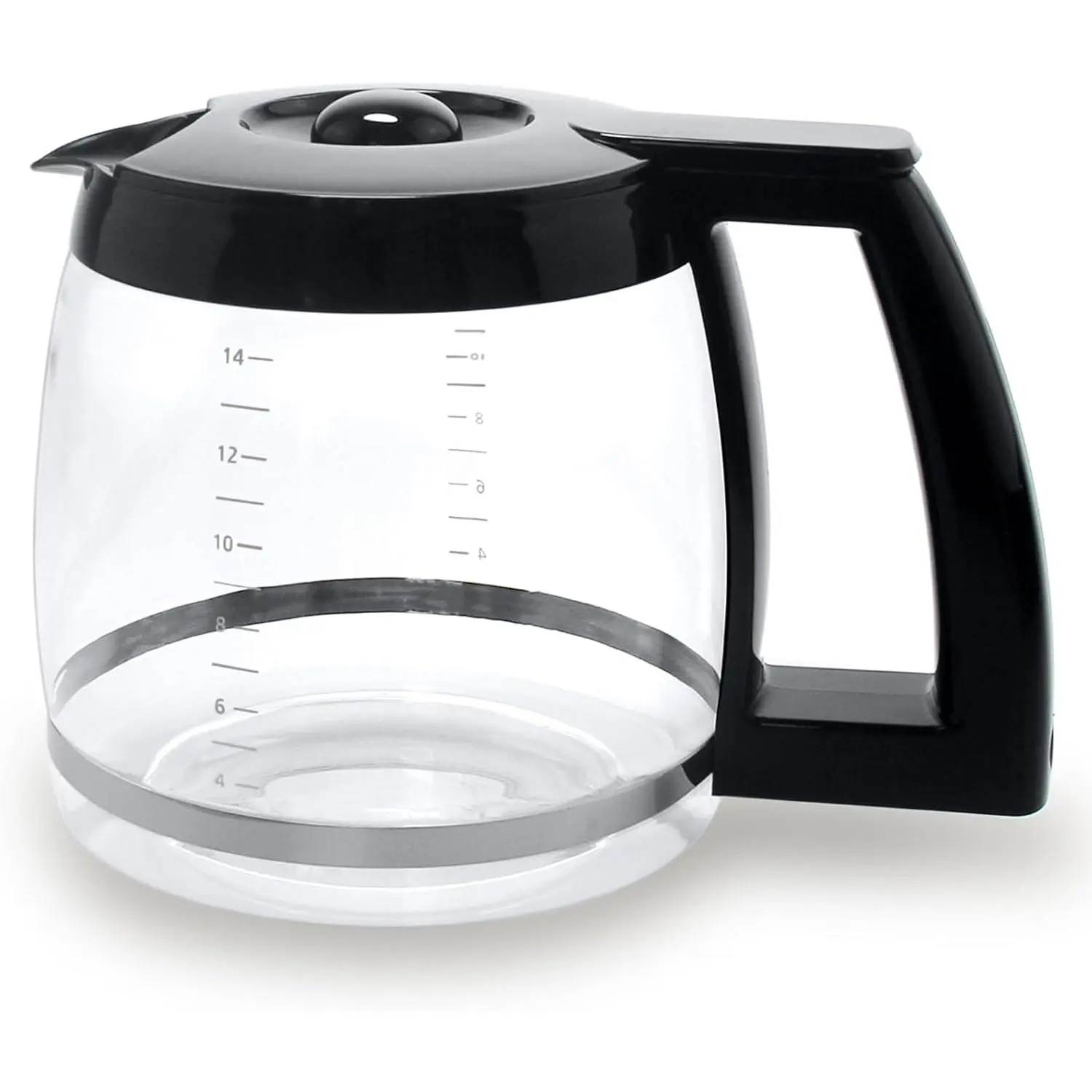14-Cup Glass Replacement Coffee Carafe Compatible with Cuisinart Coffee Maker Models DCC-2200, DCC-2600, DCC-2800, DCC-3200, and DCC-3200P1, Coffee Pot Decanter Pitcher, Black Handle