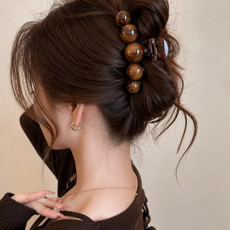 Faux Pearl Hair Claw Clip for Women, Elegant Hair Accessory for Half-Up Styles, Casual All-Season Hair Styling Tool, Hair Clips