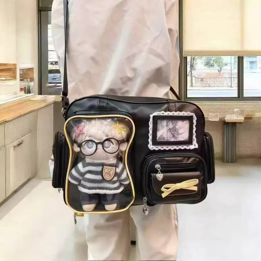 New Y2K Cute Itabag Comic Exhibition Large Capacity Backpack Sweet Girl Transparent Crossbody Bag DIY Badge Display Shoulder Bag