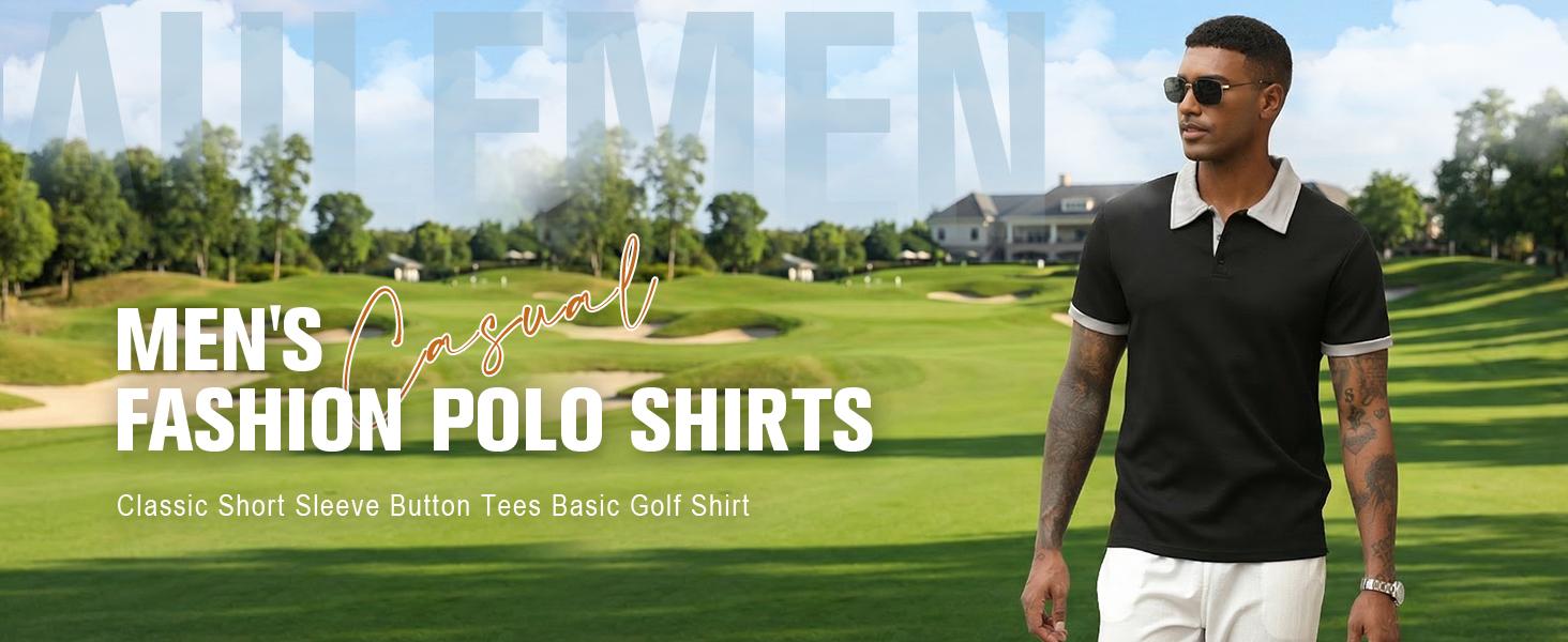 Men's Golf Polo Shirts Short Sleeve Casual Moisture Wicking Breathable Tees Summer Collared Shirt Stylish Tops