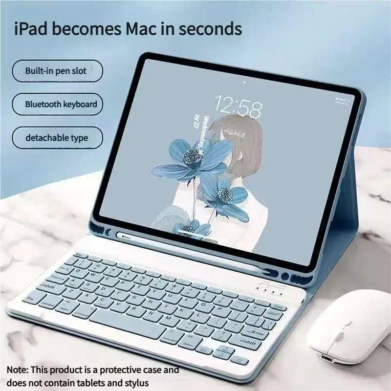 iPad Bluetooth-compatible Keyboard Case for 10th Gen/pro11/air4/air5, Full Protection Tablet Cover with Keyboard Mouse Set, Essential Accessory, Tablet Accessories