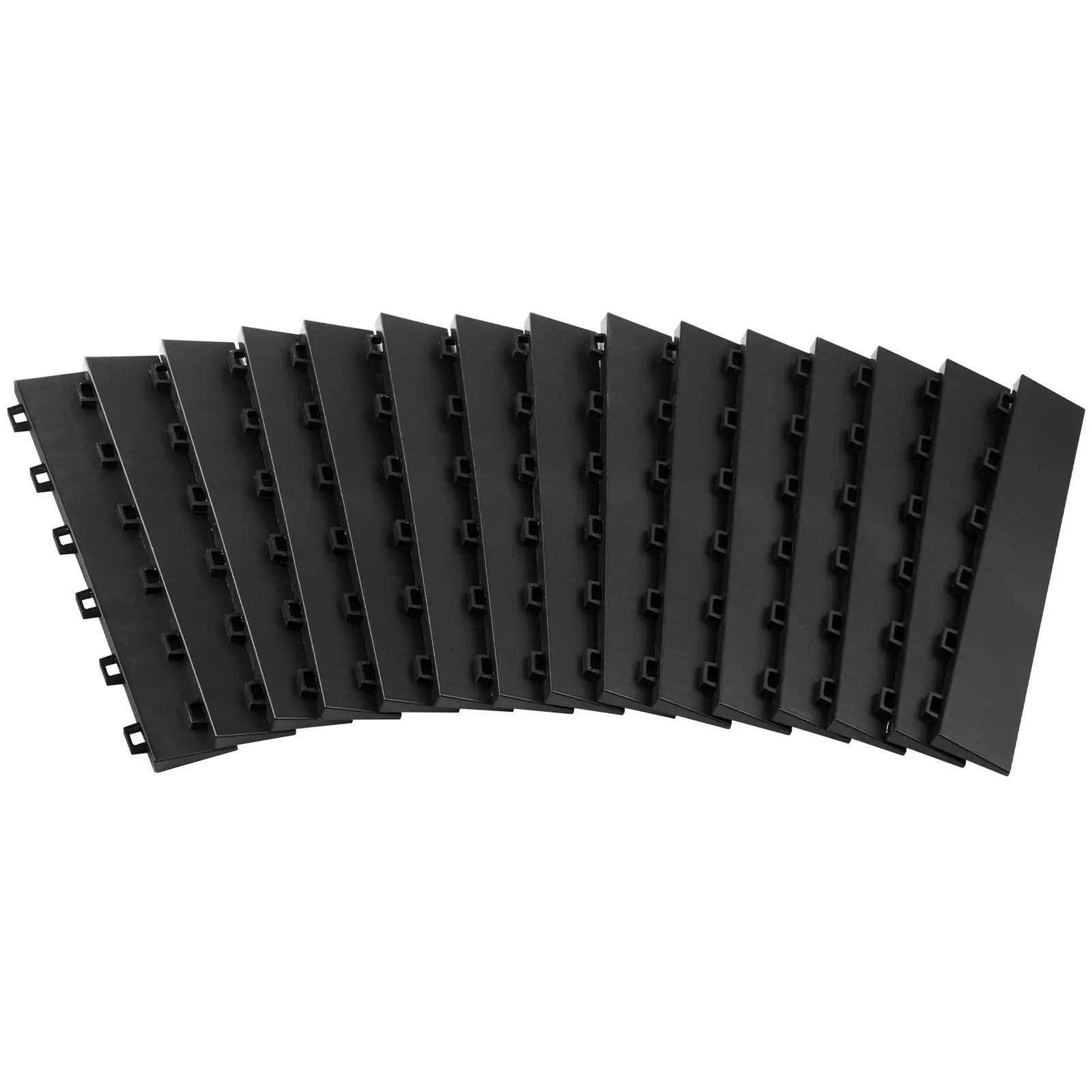 VEVOR Female Side Interlock Mat Guard, 15 PCS Sturdy PP Plastic Garage Floor Transition Edging, Slip-Resist., Dustproof, Easy Assembly, 1.57 lbs, Black, Compatible Only With VEVOR Upgraded 6-Lock Garage Mats