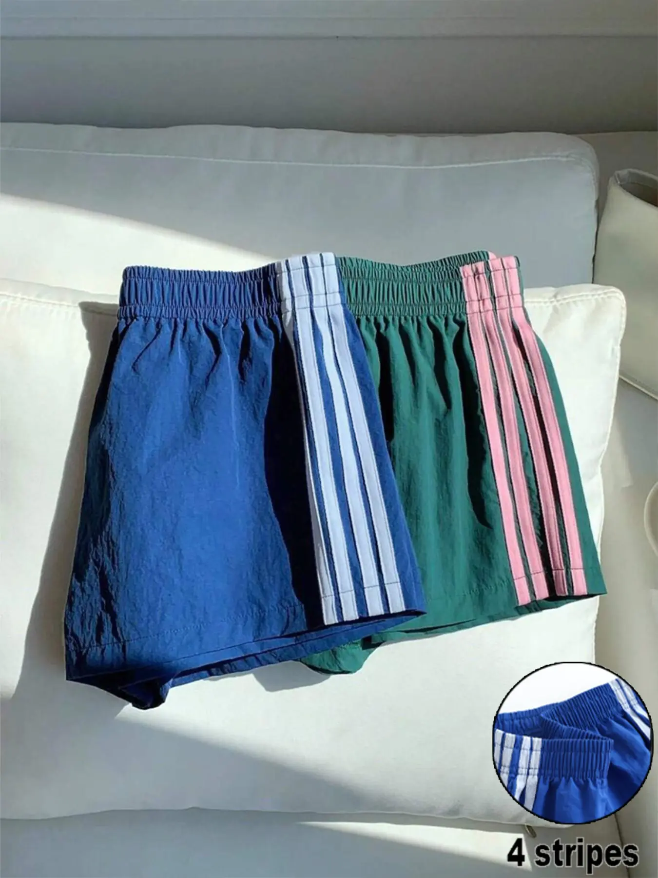 Millennial Sporty Side Stripe Shorts, Lightweight Breathable Elastic Waist, Loose-Fit Casual Workout Pants, Women's Summer Basics, Active Shorts