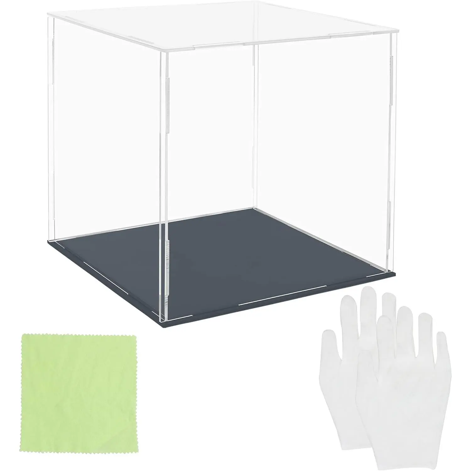 SURUIHK Set Clear Acrylic Pot Display Stand - 20 x 20 x 20 cm - Large Plexiglass Dustproof Box for Protecting Figurines, Toys, Minifigures, Collectibles and Models