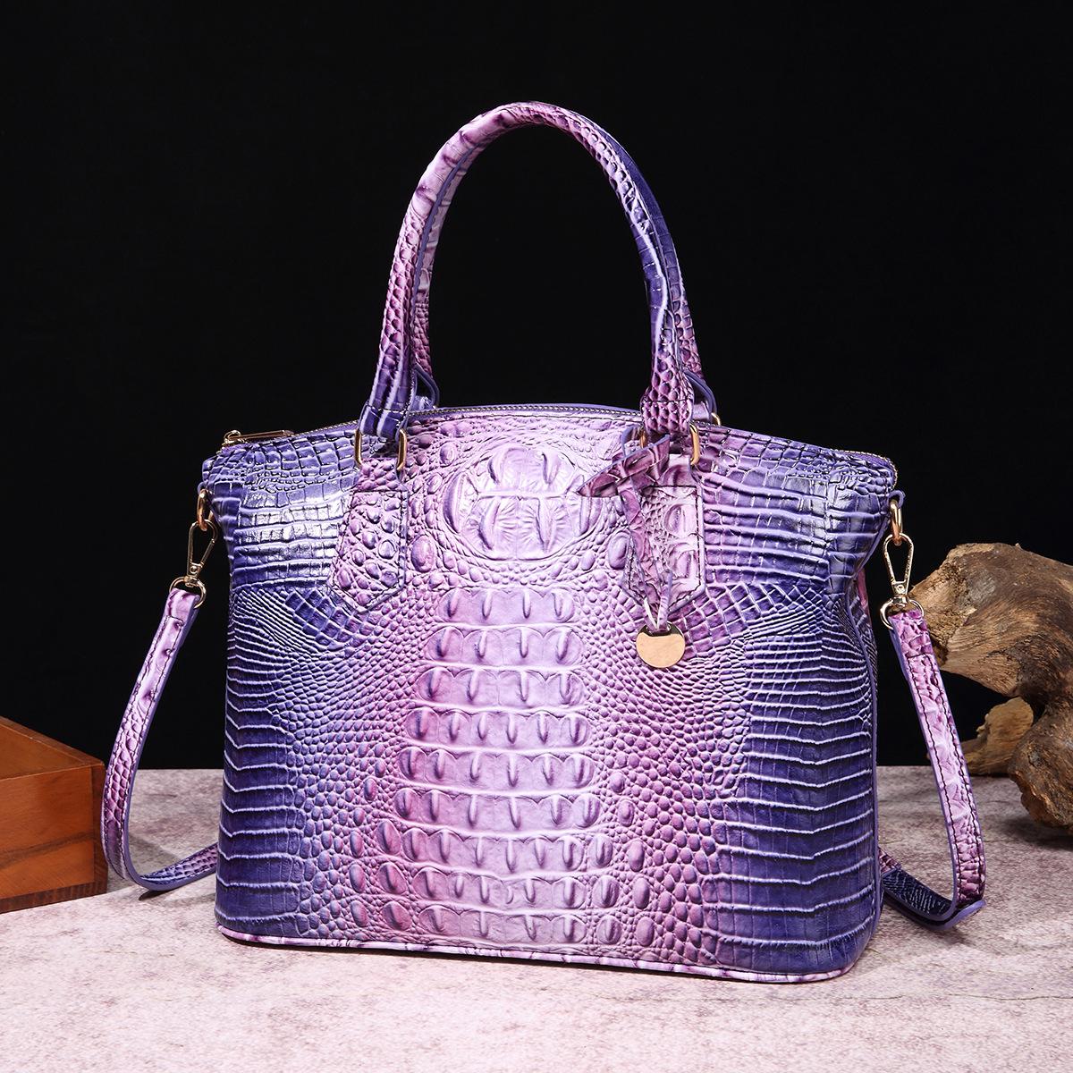 Handheld Crossbody Vintage Women's Bag with Multi-color Crocodile Pattern Brahmin