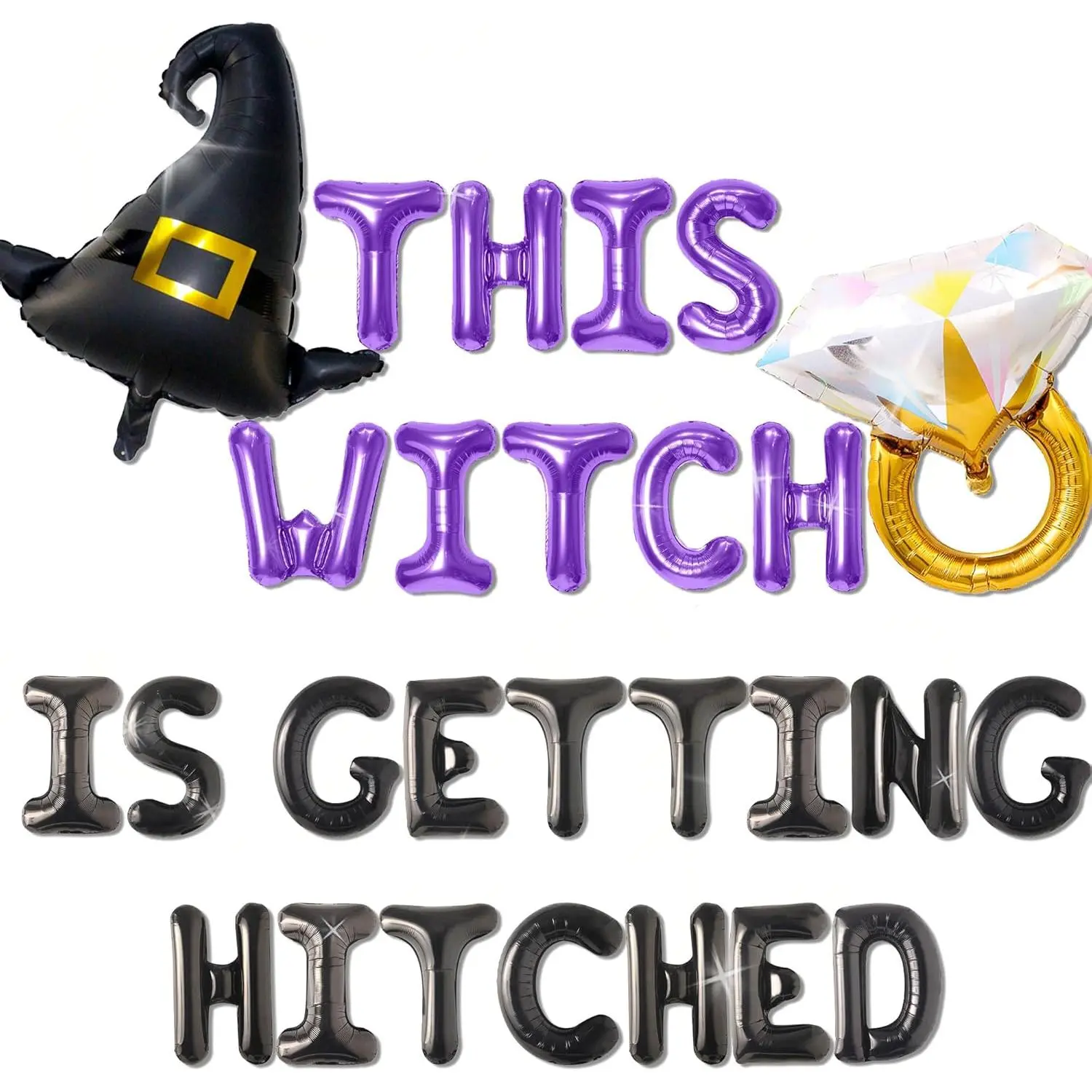 Witch Party Decorations Witch Themed Party Decorations Witch Banner Balloon | This Witch is Getting Hitched Banner Halloween Bachelorette Party Bridal Shower Party Supplies