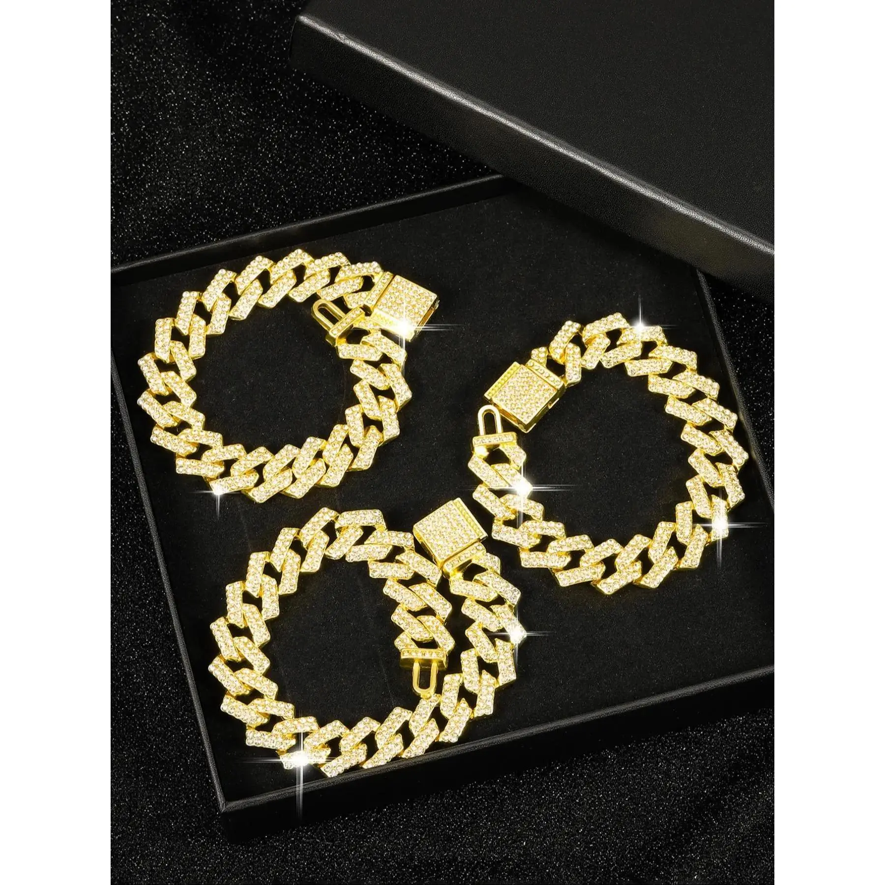 Rhinestone Decorated Cuban Chain Bracelet, Fashionable Jewelry for Party, Daily Clothing Decor, Trendy All-match & Exquisite Jewelry for Birthday Gift