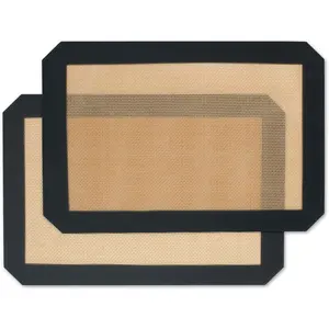 Silicone Baking Mat, 2 Pack Reusable Non-Stick Baking Mat, Food Safe Silicone Mats for Baking, Oven Baking Sheet for Making Cookies, Macaroons, Bread,(11.8"L x 8.3"W)