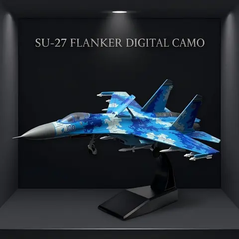 1:72 Scale Su-27 Aircraft Model with Base, Durable Plastic Material, Adult Collectible, Desk Decor, Gift for Aviation Enthusiasts