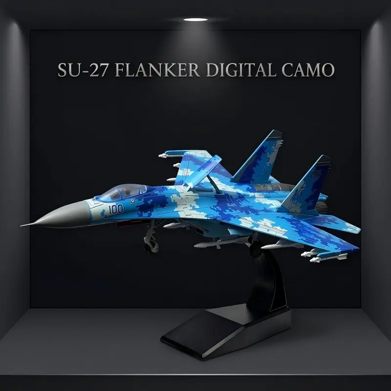 1:72 Scale Su-27 Aircraft Model with Base, Durable Plastic, Adult Collectible, Desk Decor, Gift for Aviation Enthusiasts