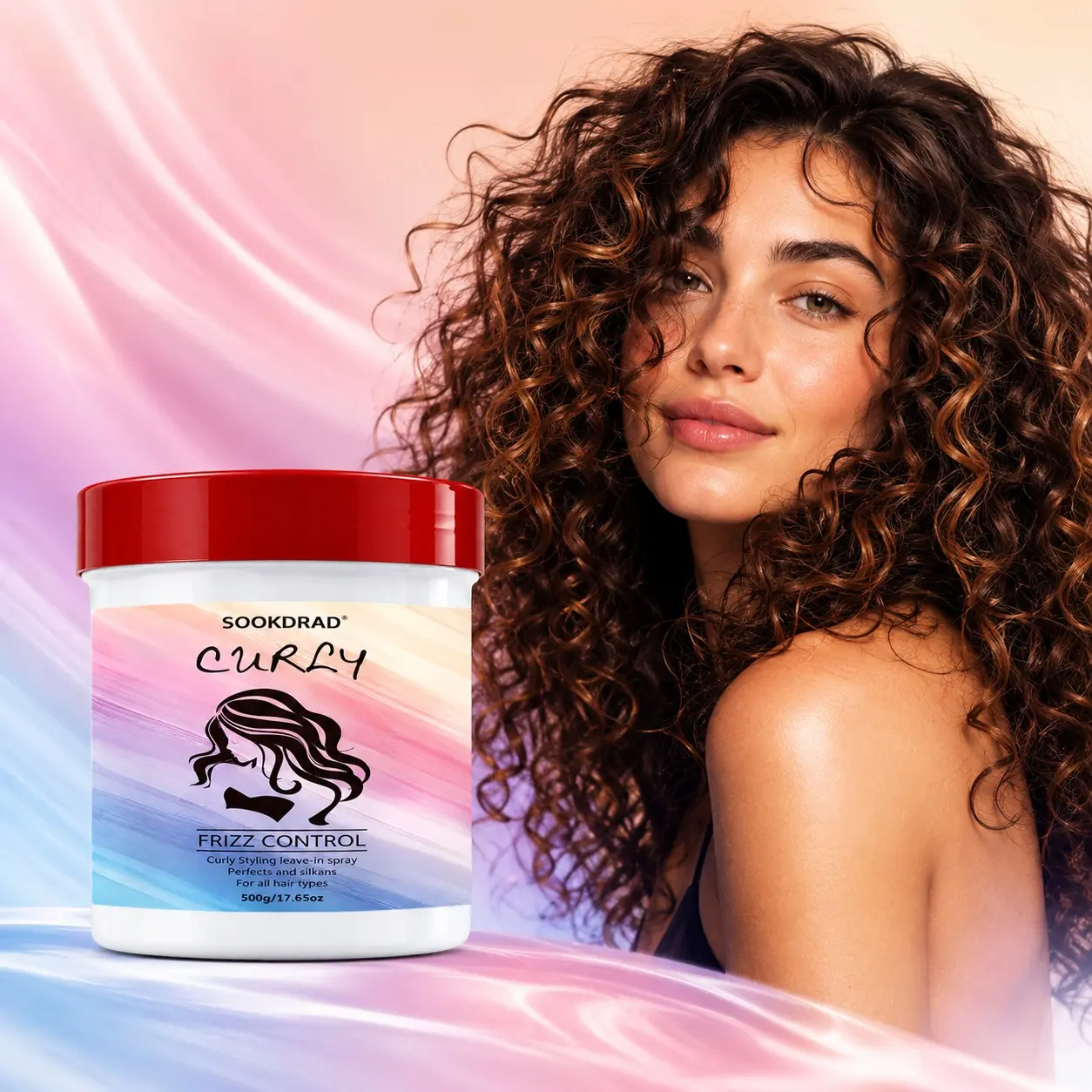 Curly Styling Leave-In Spray, Frizz Control, Smooths Hair, Enhances Curls, All Hair Types, 500g/17.65oz