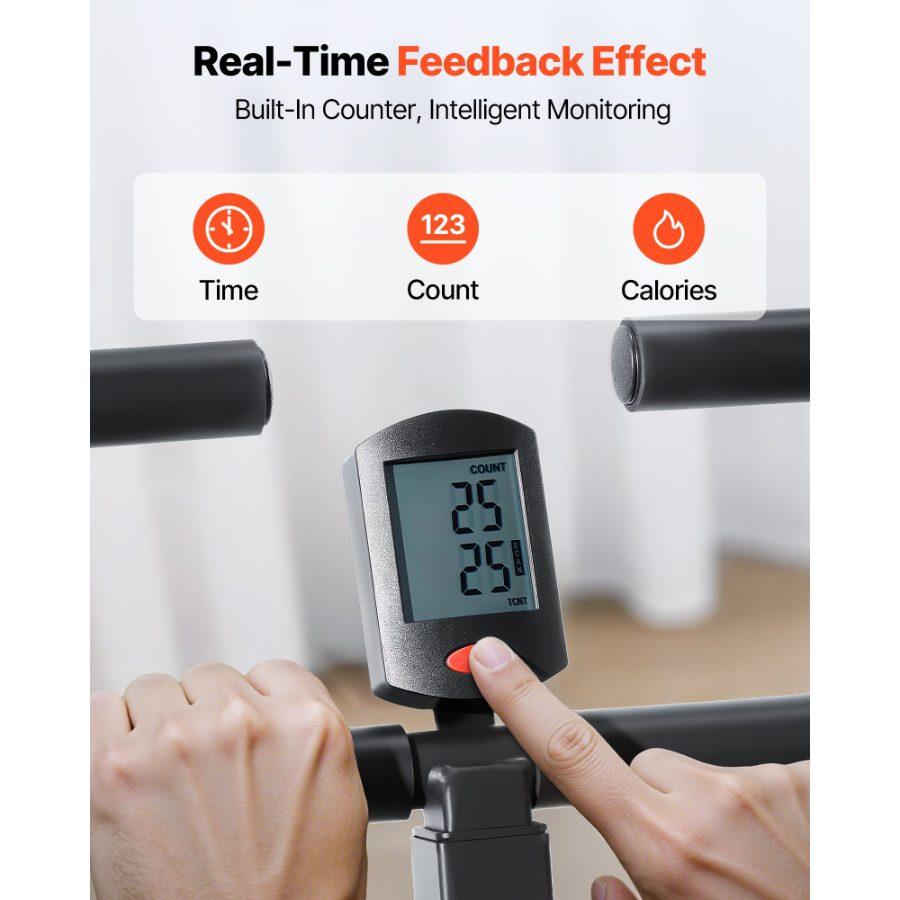 VEVOR Squat Machine, Deep Squat Rowing Machine for Home, Easy Setup Foldable Exercise Equipment, Glute Trainer Machine with 2 High-Strength Resistance Bands, Glutes Leg Home Workout Machine, Black