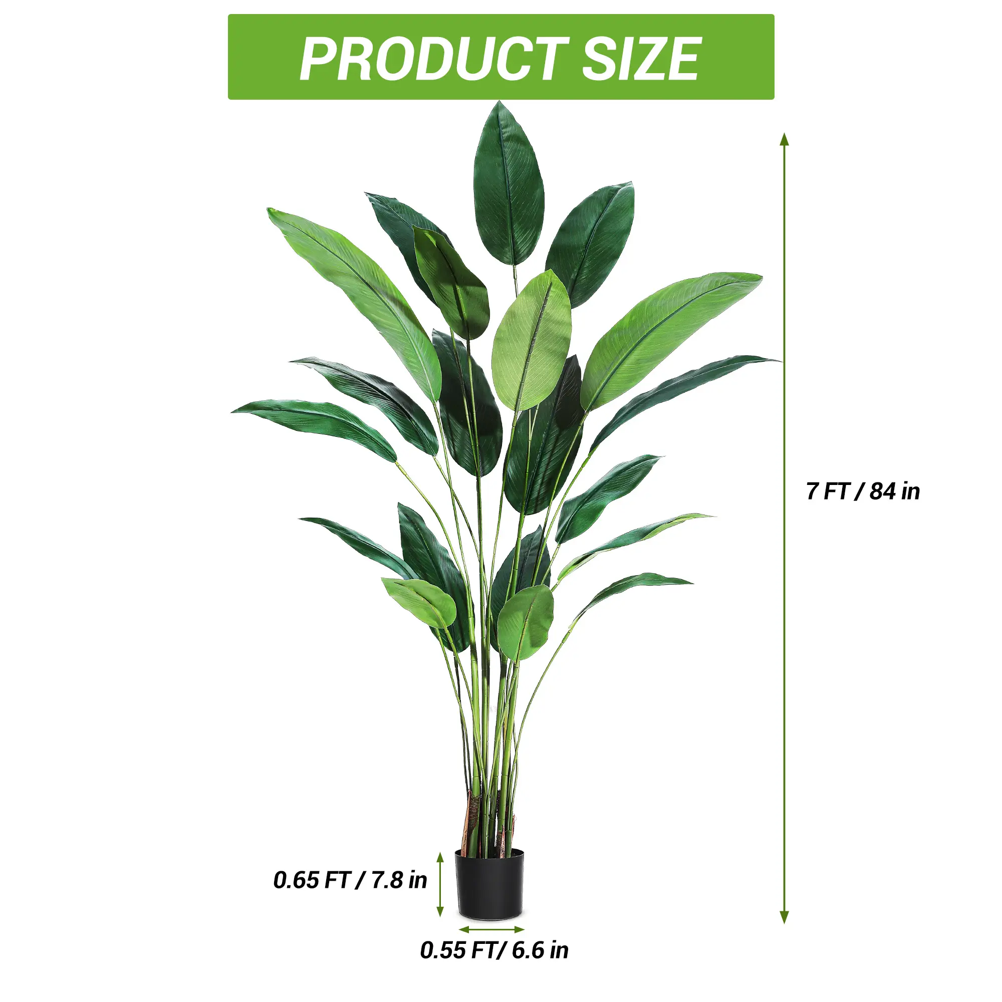 Lifelike Indoor/Outdoor Decor – 6ft Artificial Bird of Paradise Palm Tree, Set of 2 – Realistic Faux Exotic Plant with 14 Lush Leaves & 3 Flowers, Low-Maintenance, Ideal for Home or Office