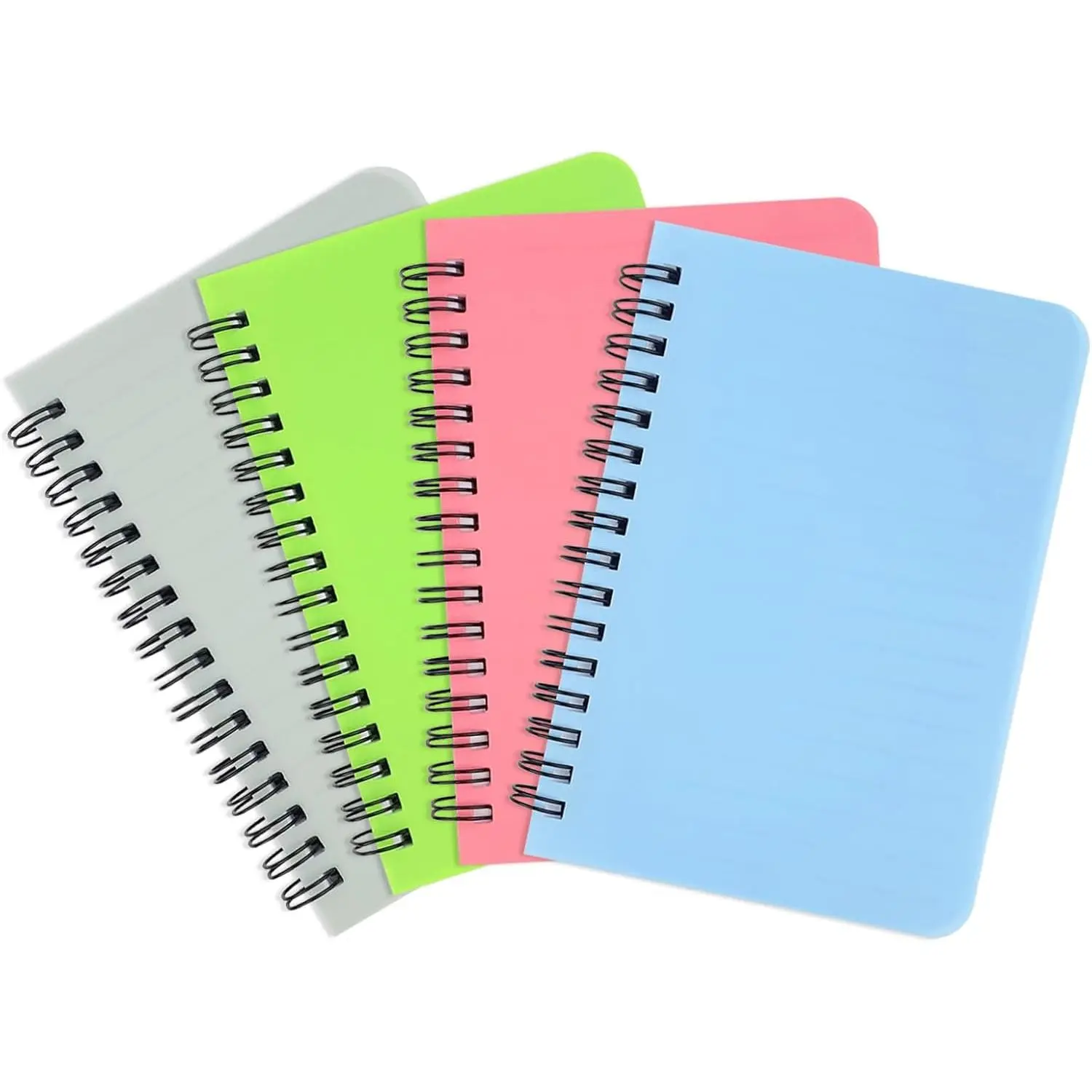 Spiral Notebook 4 Pack Small Pocket Notebook 4.1''x5.9'' A6 Mini Journal Plastic Hardcover Ruled Notebook 4 Color 480 Pages for School Work and Aesthetic  Office Supplies for Teen Girls,Boys