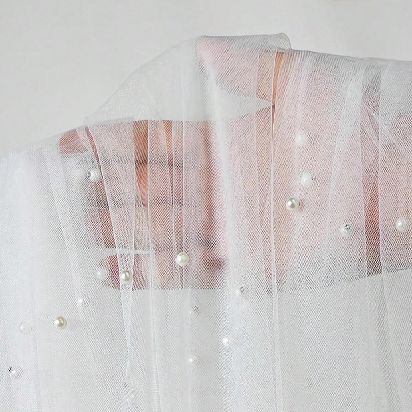1pcs Pearl Decor Tablecloth, Wedding Pearl Sheer Tablecloth, Party Decoration, Chair Streamers, Event Backdrop, Bridal Shower Decor, Wedding Table Runner