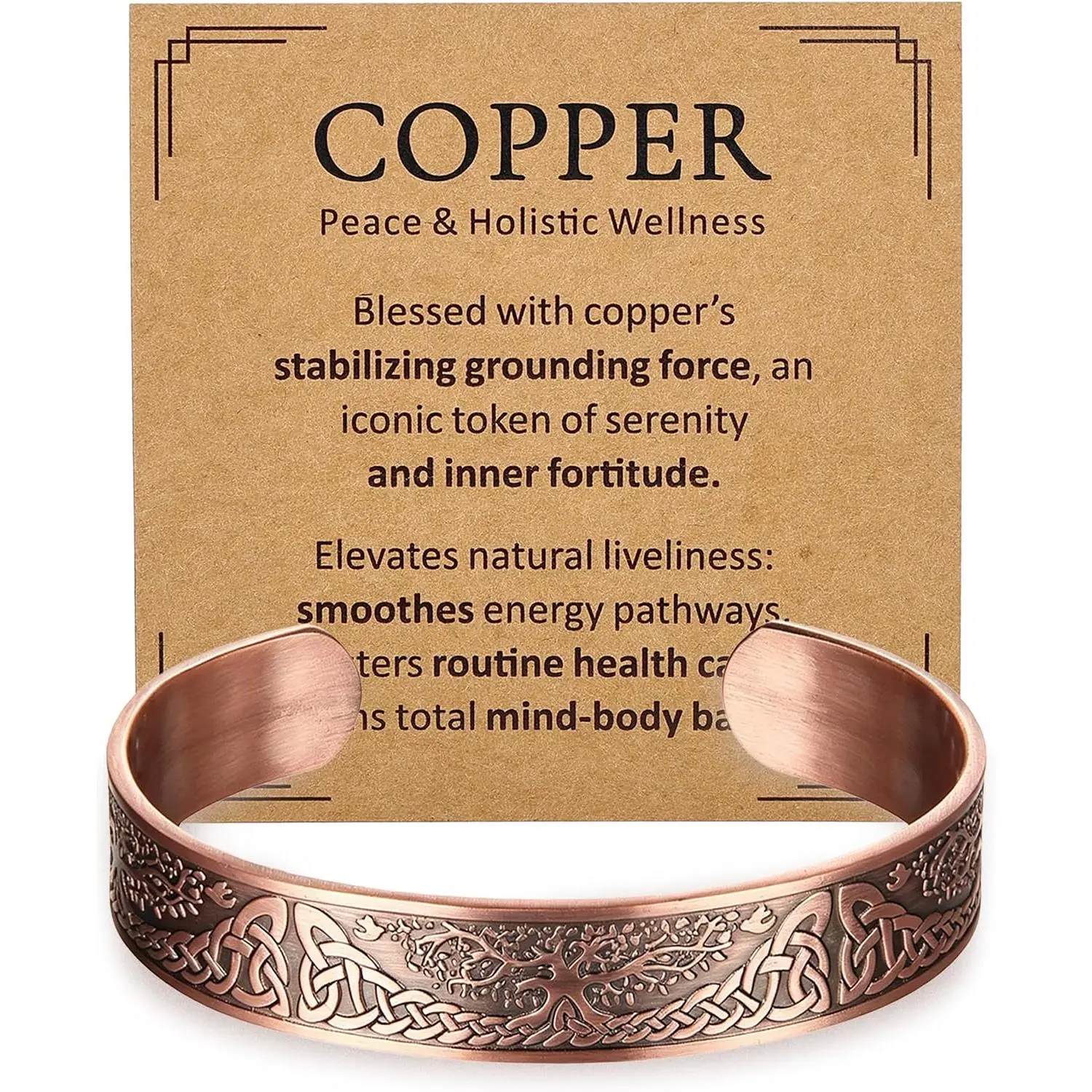 Pure Copper Bracelet for Men & Women, Adjustable  Open Copper Bangle   Gifts in Multiple Retro Designs