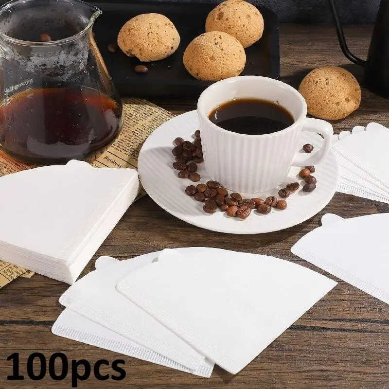 100 V60 Coffee Filters, Cone Shape with Handles, Size V02, Ideal for 2-4 People, Perfect for Home Brewing, Mother's Day, Wedding Gifts