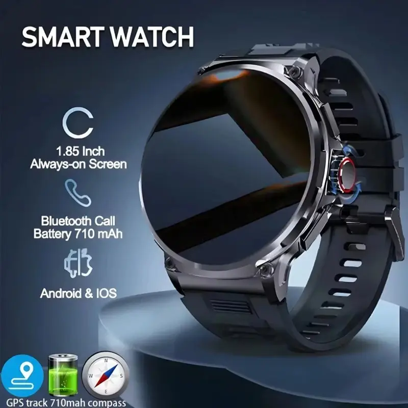 2026 New GPS Track Smart Watch Men 1.85-Inch HD AMOLED Screen 710 Mah Battery Sport Bluetooth Call Smartwatch For Android IOS workout waterproof multifunctional