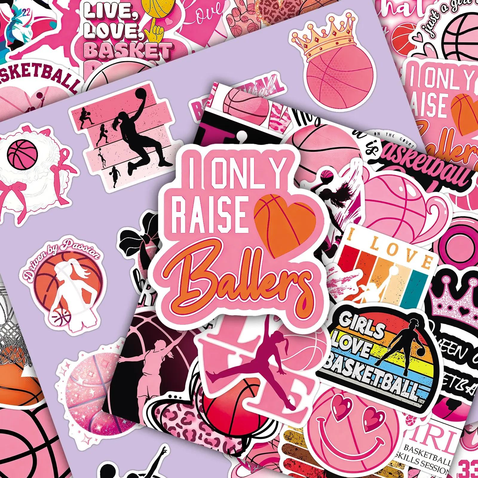 100 Sheets, 2 Sets (with Duplicates) – Women's Basketball Creative Sports Trendy Cool Personalized Decorative DIY Journal Sticker Set