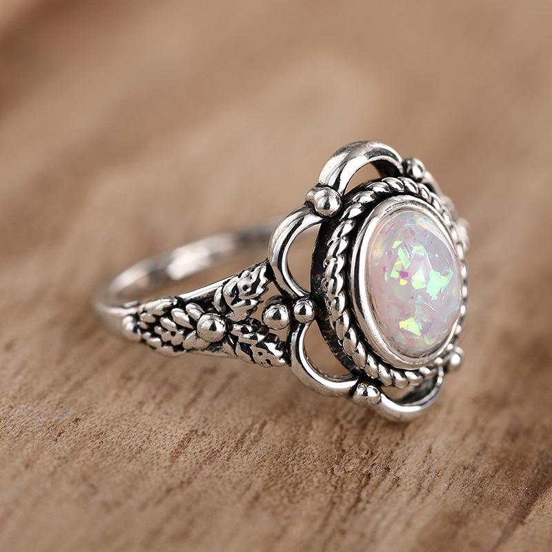 Vintage Opal-Style Filigree Ring | Boho Antique Style Statement Jewelry for Women