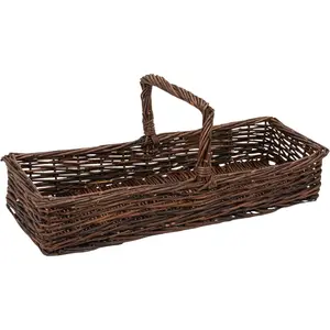 Hand‑Woven Reed Basket with Handle, Natural