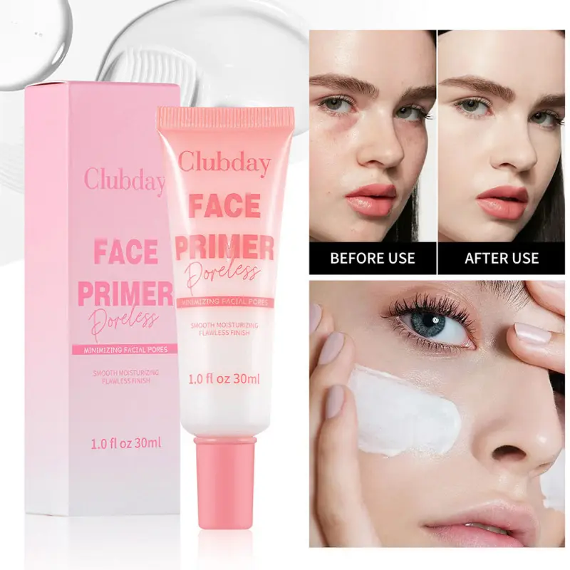 Clubday Pore Minimizing Face Primer Makeup Base, 2 Shades Hydrating Power Grip Primer, Smooth Blur Pores Long Lasting Makeup Primer, Dewy Glow & Clear Soft Focus Primer for All Skin Tones