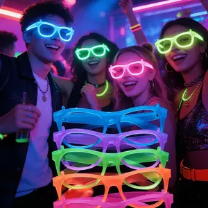 10 pairs of lensless light-up party glasses, available in various colors: neon green, purple, orange, yellow, and red.   Suitable for Halloween, birthdays, dances, costume parties, and photo shoots, can be used as party decorations and gifts.