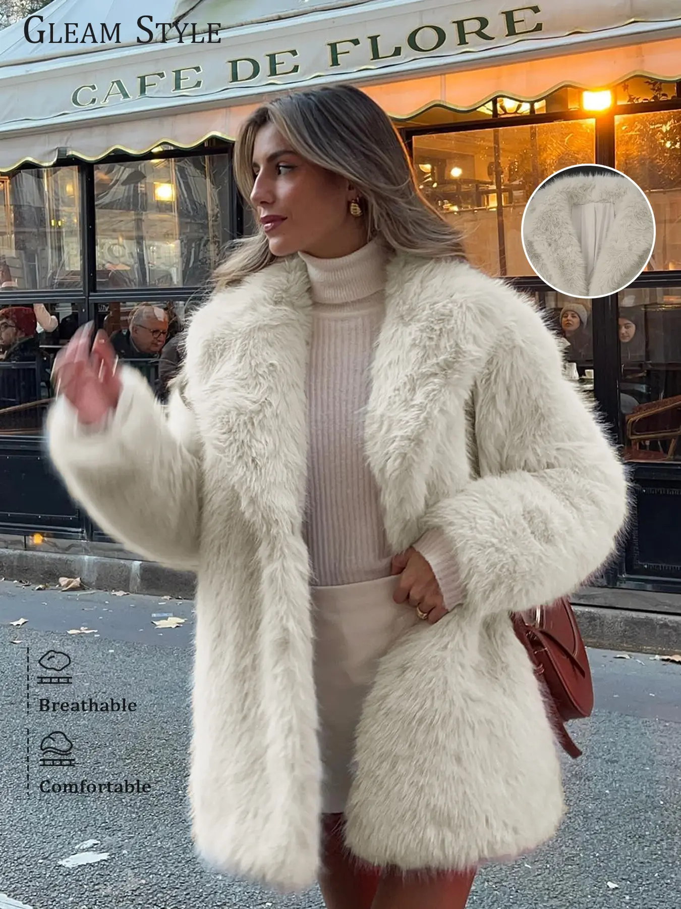 Women's Lazy Style Faux Fur Long Coat Jackets, Fashionable Comfortable Autumn Winter Outerwear, Stylish and Luxurious Look Long Sleeve