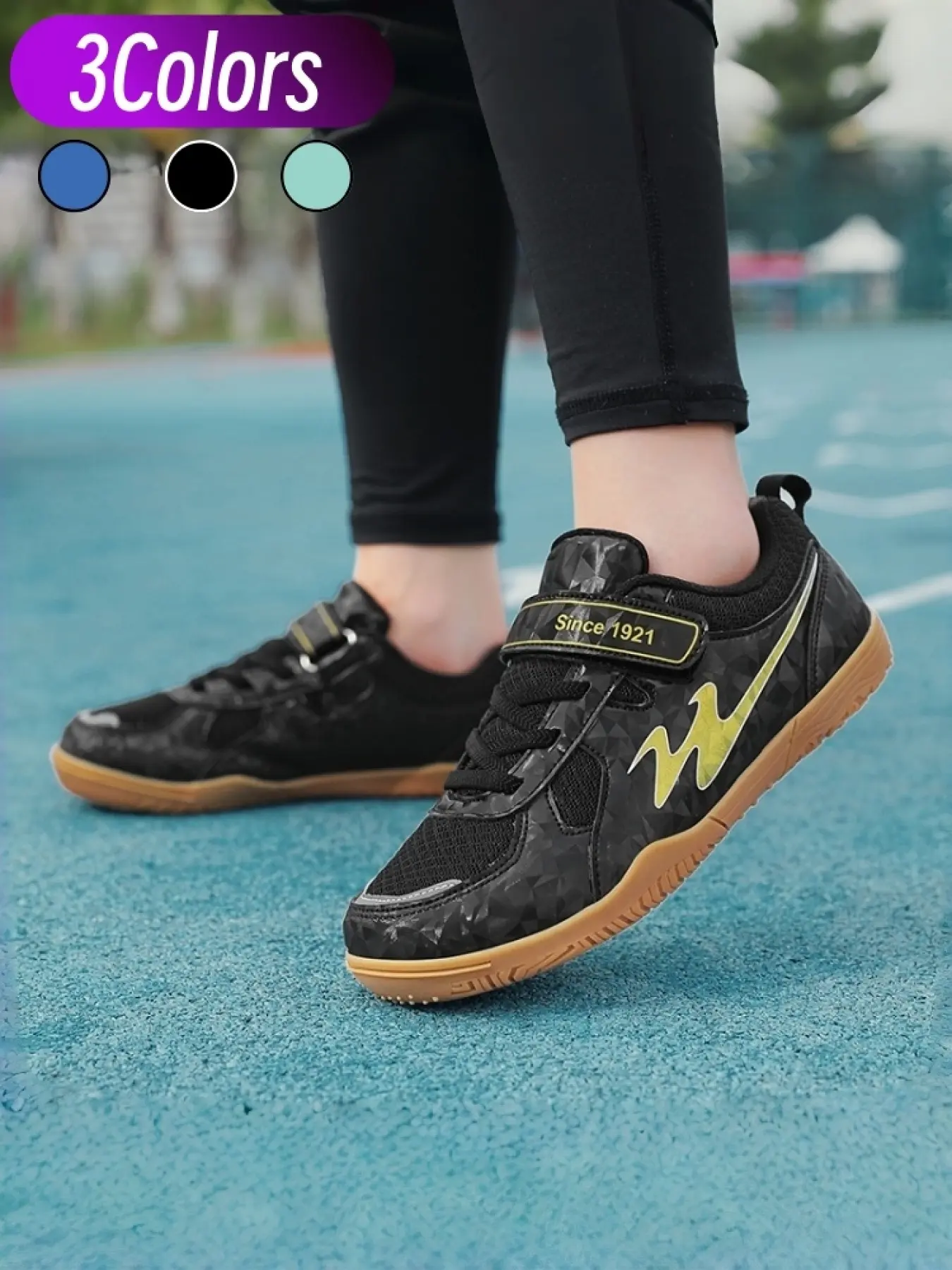 Women Pro Table Tennis Shoes With Synthetic Leather Mesh Splice, Breathable Mesh Reduce Sweaty Feet, Sturdy Leather Boost Upper Support, Textured Anti-slip Sole For Indoor Courts, Snug Comfort Fit For Sports Training And Competitions