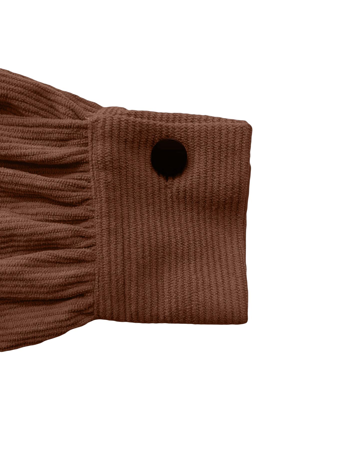 Women's Solid Button Front Long Sleeve Corduroy Jacket, Casual Drop Shoulder Outerwear for Fall & Winter, Ladies Clothes for Daily Wear, Downtown Girl Clothes, Coats