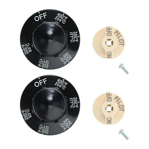 Temperature Control Valve Beige Pilot Dial Knob and 200-400°F Thermostat Dial Knob for Fryers Range Braising Pack of 2