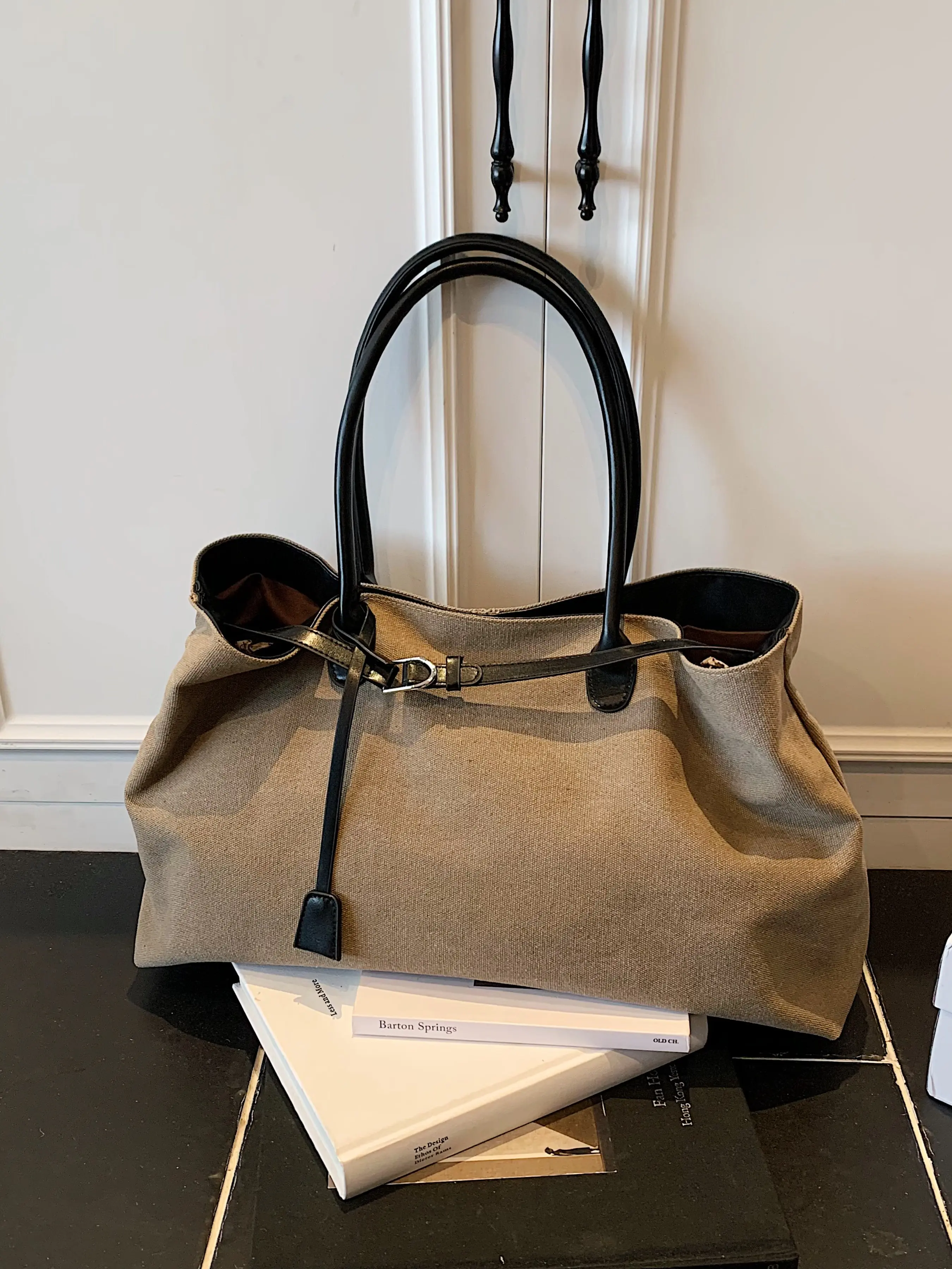 Large Capacity Tote Bag, Casual Fabric Tote Bag for Women, All-Seasons Plain Design, Versatile Shoulder Bag for Daily Commute, Tote Purse