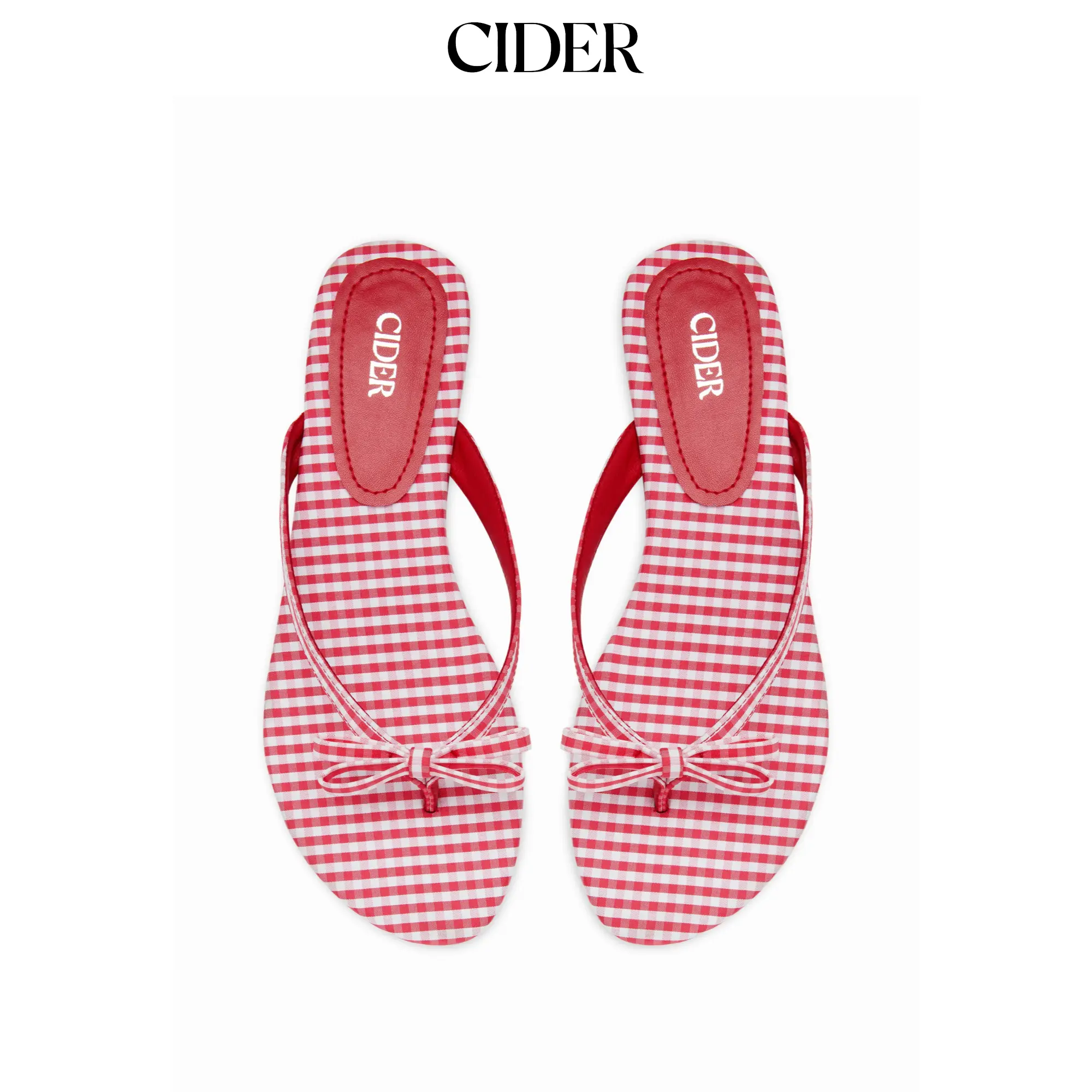 Cider GINGHAM BOWKNOT FLIP-FLOP SLIPPERS