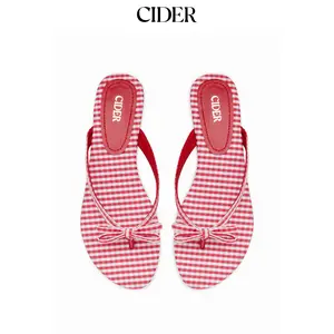 Cider GINGHAM BOWKNOT FLIP-FLOP SLIPPERS