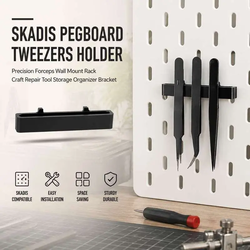 Skadis Pegboard Tweezers Holder Precision Forceps Wall Mount Rack Sturdy Craft Repair Tool Storage Organizer Bracket