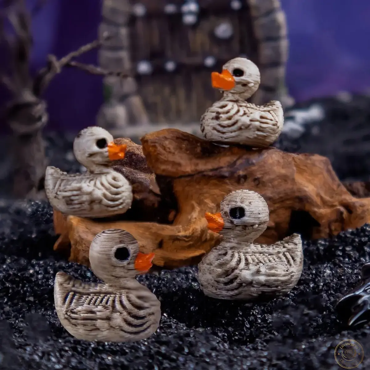 20-Pack Gothic Skull Mini Duck Resin Figurines, Creepy‑Cute Spooky Ornaments, Durable Water‑Resistant Mini Statues For Halloween Decor, DIY Micro Landscape, Terrarium And Fairy Garden Craft Projects