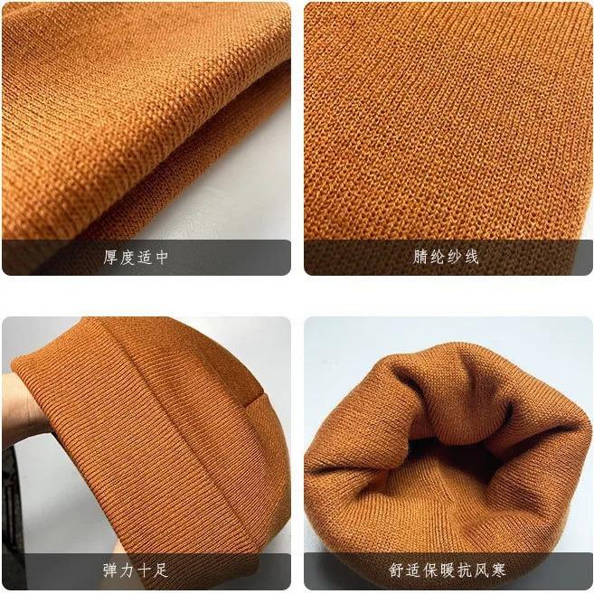 Solid Color Knitted  Plain Cold Hat Rolled Edge Customizable VersatileLOGOMen's and Women's Casual Versatile  Warm Knitted Hat