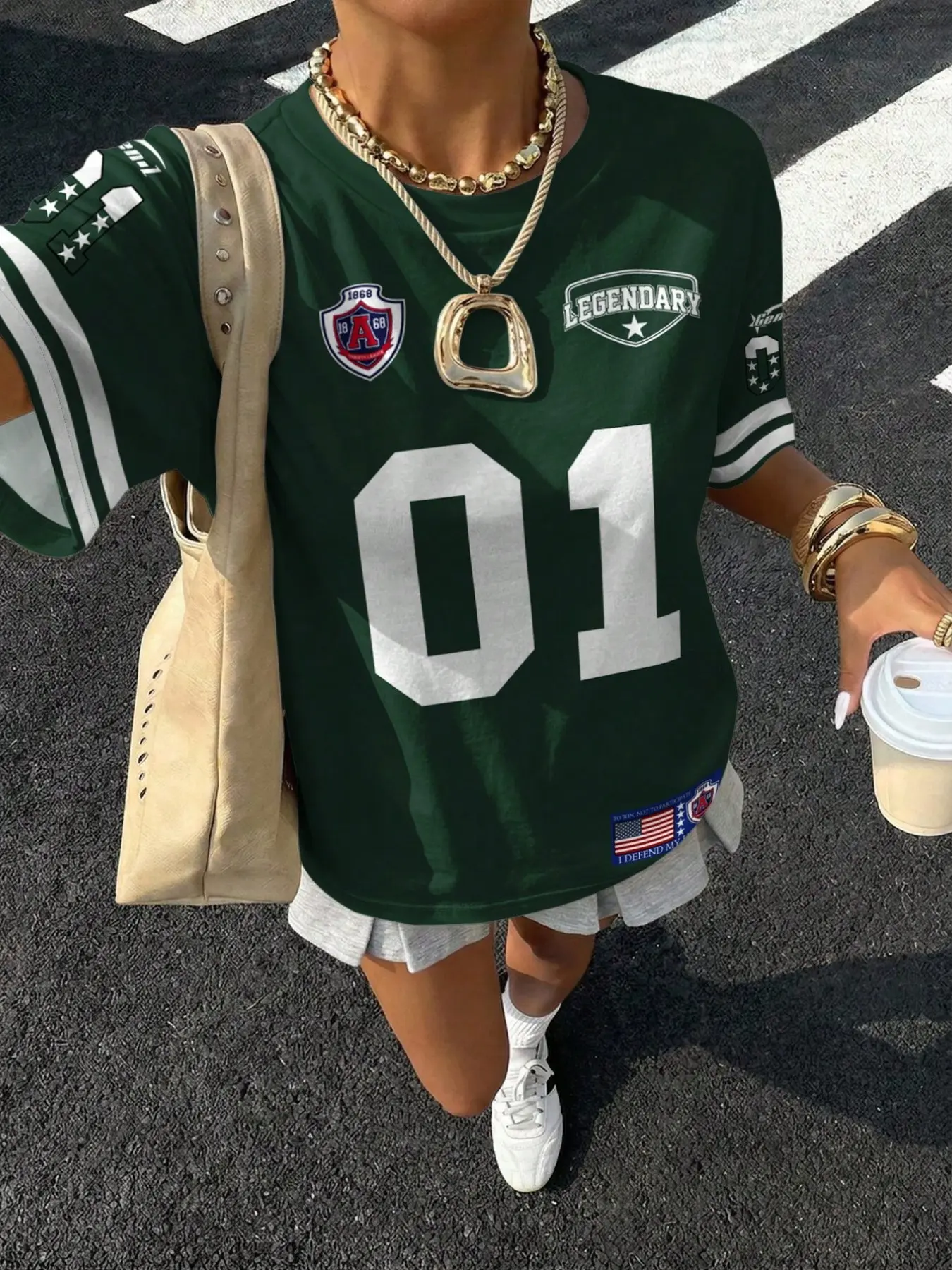 Dark 01 Number Multi Jersey Women Casual Retro Football Top, Y2K Style Loose-Fit Short Sleeve, All over Print Unlined Jersey