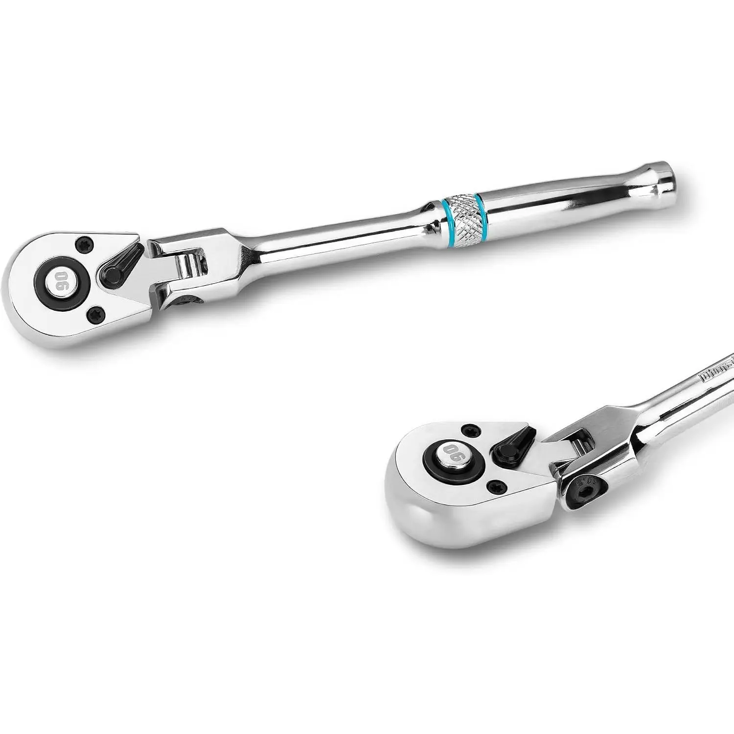 1/4-Inch Flex- Ratchet, 90- Quick-Release Ratchet Wrench | Socket Wrench with 180° Pivoting  and 7-Position Setting, Reversible, CR-V Made, CR-MO , 4° Swing, Full Polished