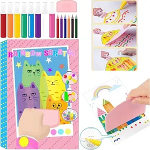 Creative Drawing Kit, DIY Rainbow Scratch Art Set, Party Notebook, Gift for Boys and Girls, Handmade Craft Supplies
