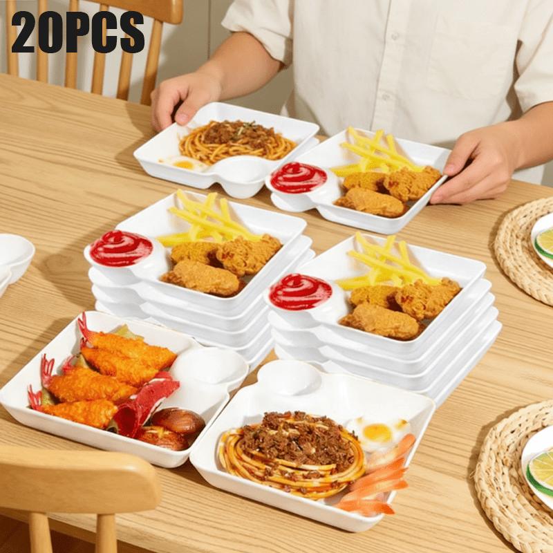 For Parties & Family Gatherings, Dipping Food Serving Solution, 20 Pcs Plates with Sauce Holder, Food-grade PP Reusable, Effortlessly Prepare French Fries, Dumplings, Sushi Dipping Meals, Party Tray Supplies For Parties & Family Gatherings, Dipping Food Serving Solution, 20 Pcs Plates with Sauce Holder, Food-grade PP Reusable, Effortlessly Prepare French Fries, Dumplings, Sushi Dipping Meals, Party Tray Supplies